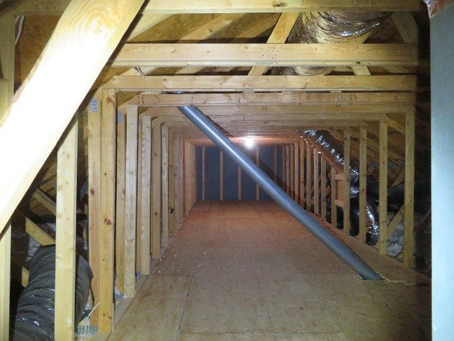 First upon entering the attic, I really liked the great open space for storage, until I realized that someone has cut out 80% of all STRUCTURAL trusses. A results is most likely a completely new roof structure, sheathing and shingles costing at least $50,000.