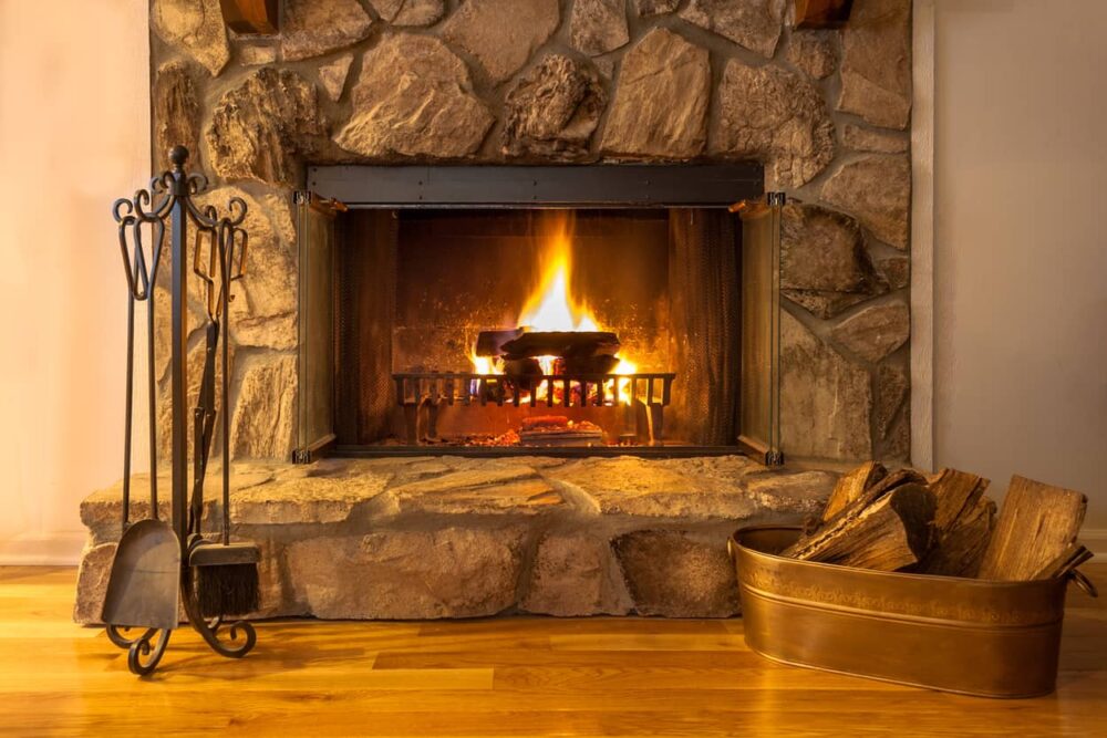 1970's stone fireplaces were very popular and can be updated by adding decorative pieces.