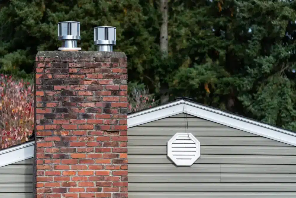 Chimney with two flue liners. 