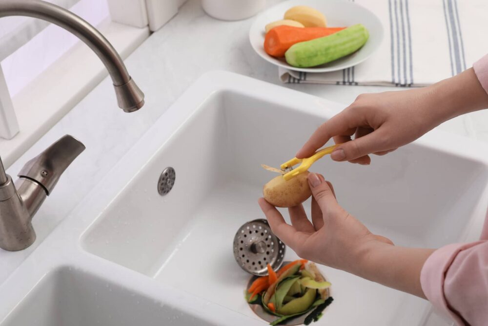 Vegetables are ready for the garbage disposal.