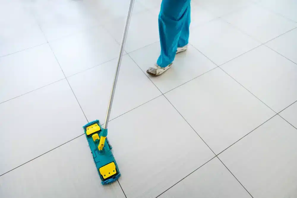 Cleaning tile floor doesn't have to involve scrubbing.