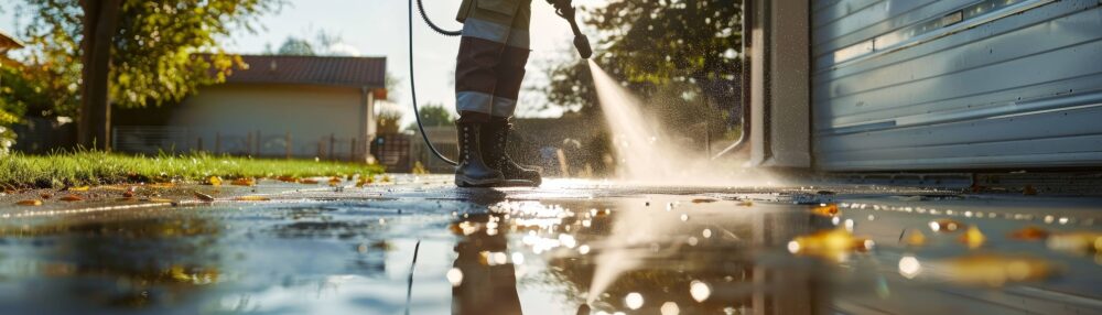 A pressure washer can be used to clean oil stains on the driveway. 