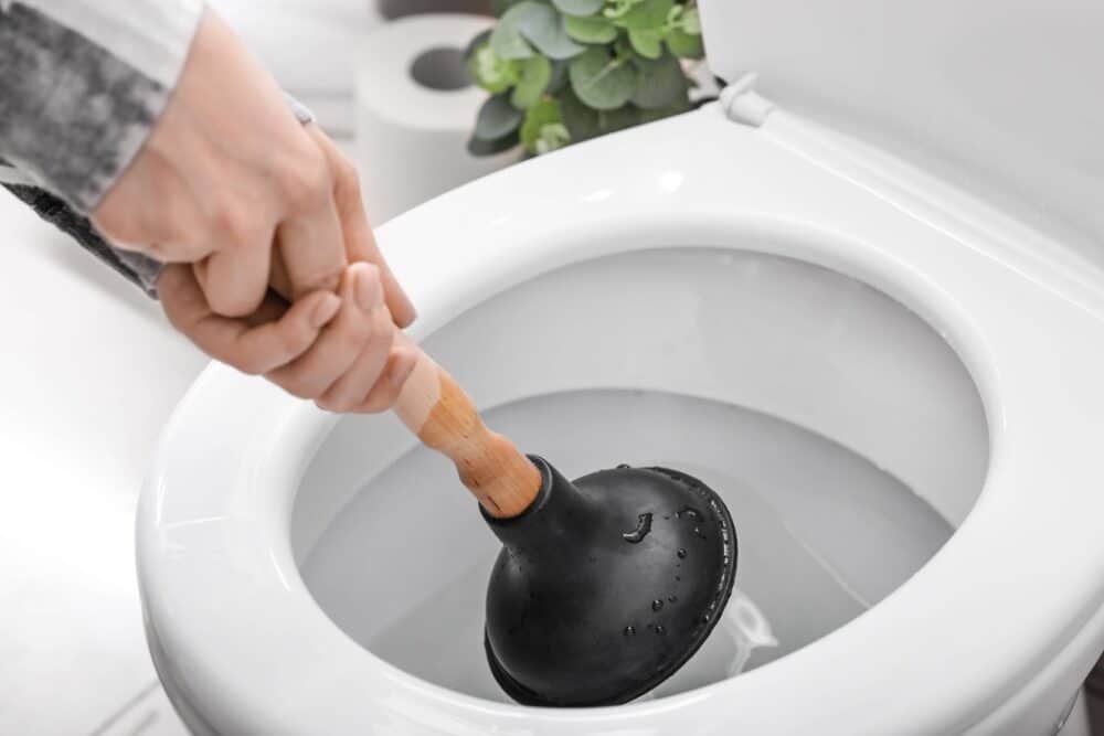 You plunge a toilet when it is clogged